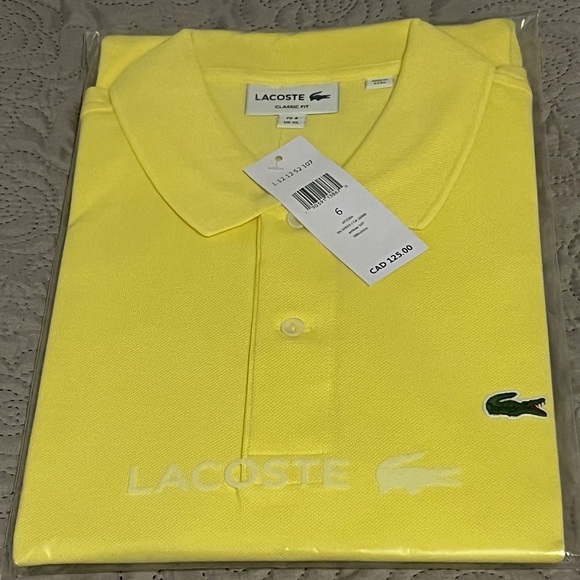 Original Lacoste Men’s Classic Fit Polo XL BNWT - Yellow - Picture 1 of 1